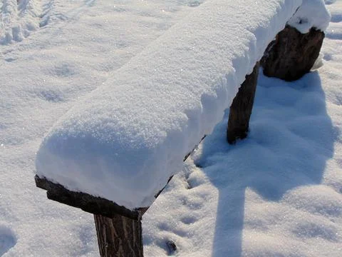 Big snow on a bench 写真素材