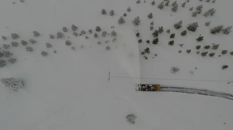 Big snow blower in very deep powder snow Stock Footage 98371401