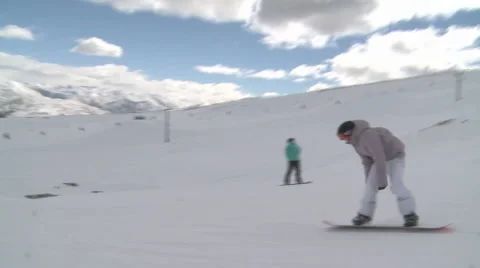 Big snowboarder jump Stock Footage 4164539