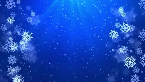 Big Snowflakes Falling Spinning Blue particles. Winter Snowfall Looped 3d 4K Video stock 139965590