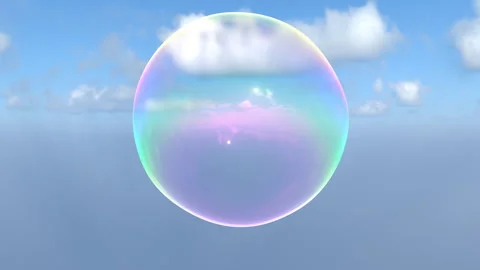 Big Soap Bubble Floating In The Sky With Iridescent Rainbow Colors Stock Footage 246926326