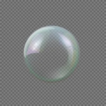 Big soap bubble on gray transparent background Stock Illustration