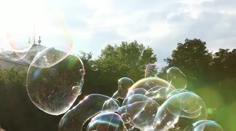 Big soap bubbles in levitation Stock Footage 12060162