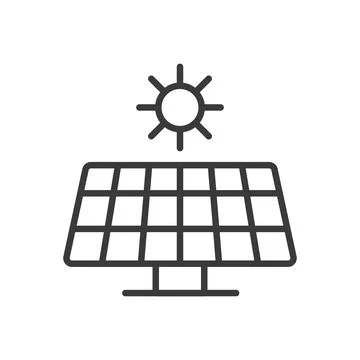 Big solar panel, icon in line design. Solar, panel, energy, renewable Stock Illustration