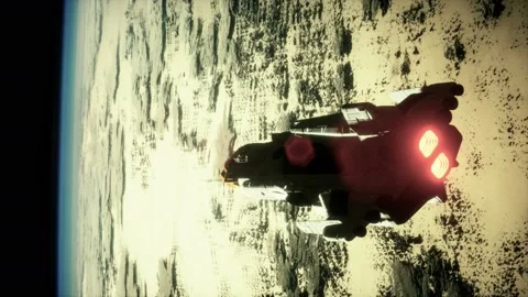 Big spaceship on the Earth orbit. elements furnished by nasa Stock Footage 129884689