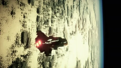 Big spaceship on the Earth orbit. elements furnished by nasa Stock Footage 139812248
