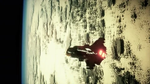 Big spaceship on the Earth orbit. elements furnished by nasa Stock Footage 140484174