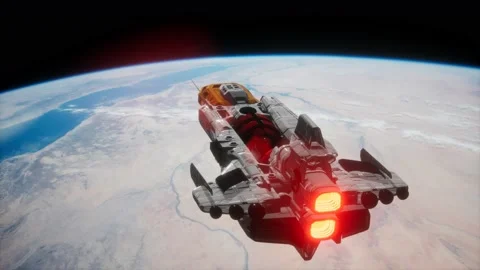 Big spaceship on the Earth orbit. elements furnished by nasa Видео 165399581