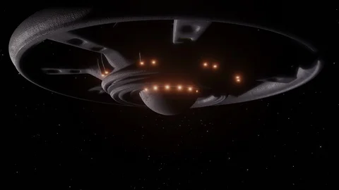 Big spaceship passing Stock Footage 126612113