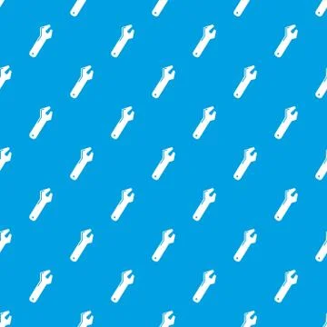 Big spanner pattern vector seamless blue Stock Illustration