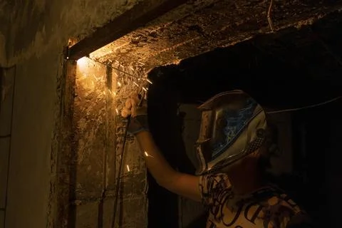 The big sparkle from the welding process Fotos Stock