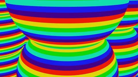Big spherical shapes with multi-colored stripes. Computer generated 3D rendering Stock-Illustration