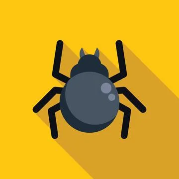Big spider crawling on yellow background, minimalist flat design Stock Illustration