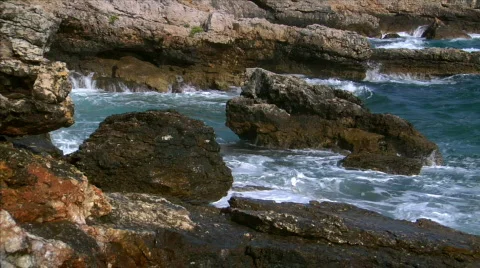 Big splash on rock  audio Stock Footage 245884