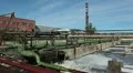 Big splashes of waste water in tank on water treatment plant HD Footage