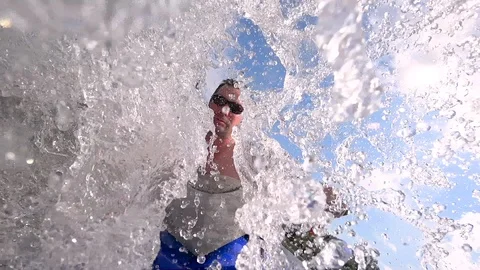 Big spray close-up in the camera from the jet ski Video stock 108316455