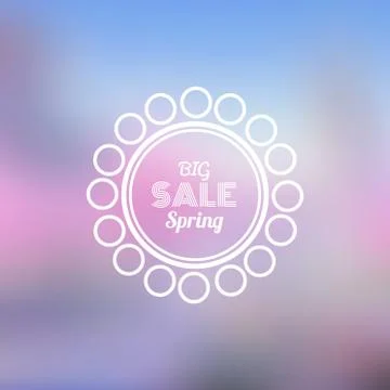 Big Spring Sale Vector Retro Badge with Blurred Background Stock Illustration