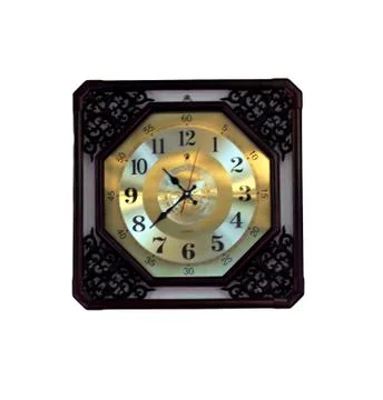 A big square clock on the wall isolated Stock Photos