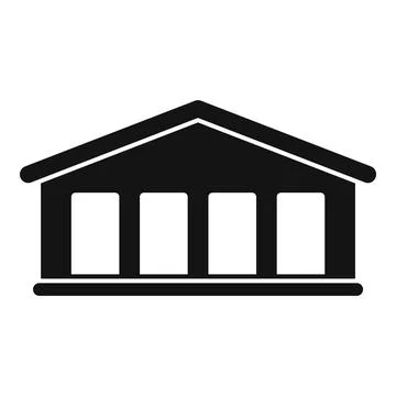 Big stable building with four columns and gable roof Ilustración de archivo