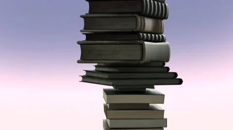 Big stack of books 3D render Stock Footage 60576224