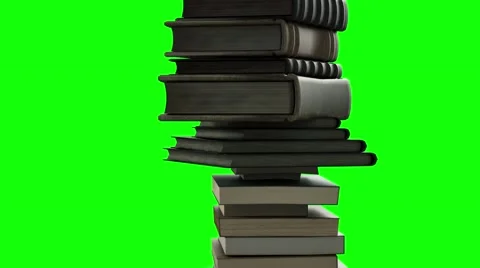 Big stack of books on a green background 3D render Video stock 60576228