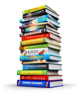 Big stack of color hardcover books 库存插图