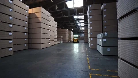 Big stack of full size OSB chipboard on pallet. Stock Footage 172418205