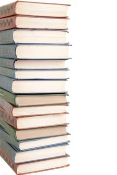 Big stack of old antique books, isolated Stock Photos