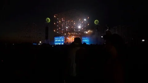 Big stage open air. Dancing people Stock Footage 127038223