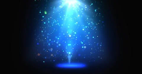 Big stage spotlight illuminating a circle spot for artists to perform 3d. L.. Stock Illustration