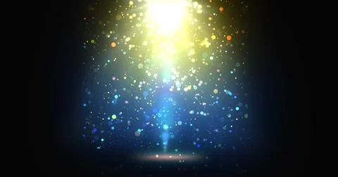 Big stage spotlight illuminating a circle spot for artists to perform 3d. L.. Stock Illustration