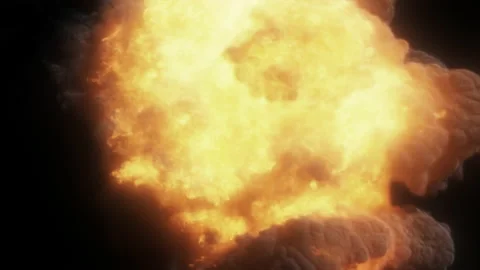 Big Staggered Explosion on Black with Alpha Matte Vídeo Stock 153430452