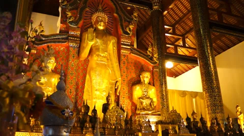Big standing buddha image slider wide shot Stock Footage 37842050