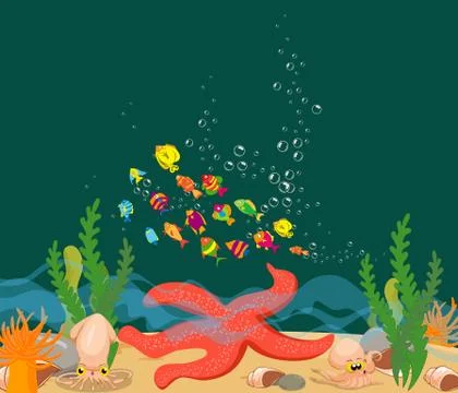 Big starfish under the sea Stock Illustration