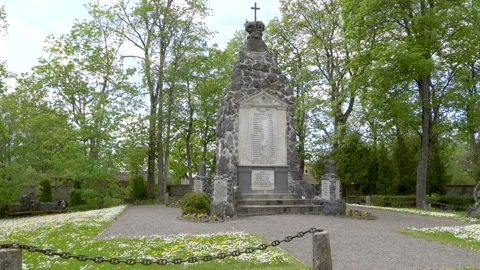 A big statue monument in the middle of the park Stock Footage 138545150