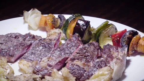 A big steak dish Stock Footage 115834226