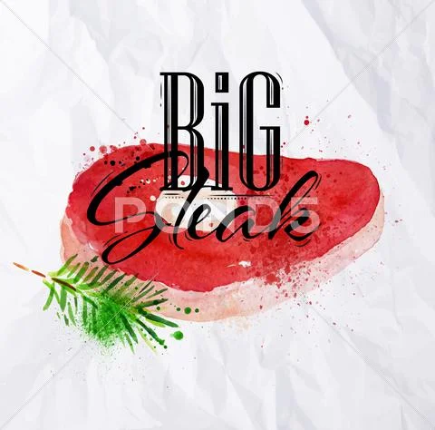 Big steak watercolor Stock Illustration