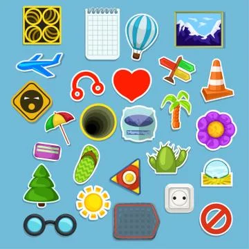 Big stickers set Stock Illustration