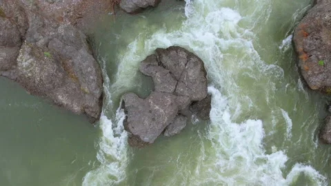Big stone and mountain river Stock Footage 219836860