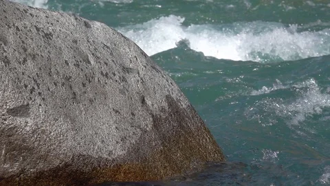 Big stone on the background of a mountain river 動画素材 116559563