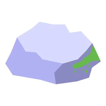 Big stone covered with moss isometric icon Stock Illustration