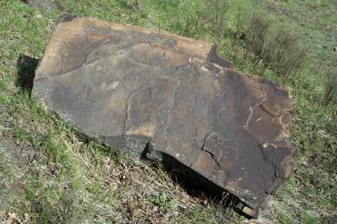 Big stone on the hillside Foto stock