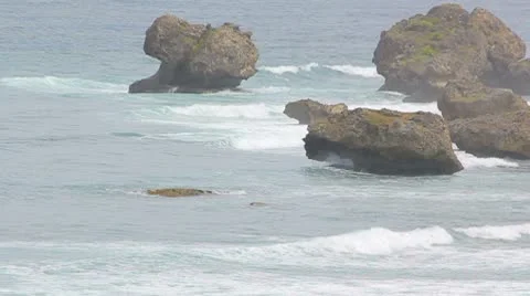 Big stone at the ocean beach Stock Footage 8949806