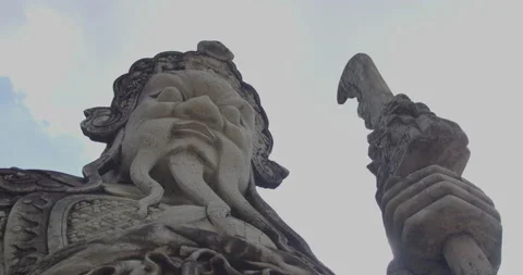 Big stone statue in Thailand temple Stock Footage 234868628