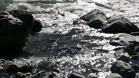 Big Stones In Mountain River Vídeo Stock 98339461