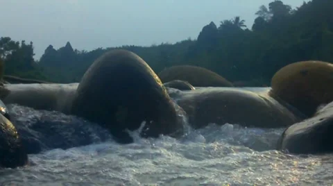 Big stones in the river Stock Footage 35423235