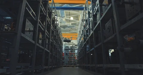Big storage injection mold , panorama Stock Footage 120080814