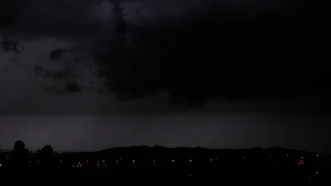Big storm and lightning over the night city Stock Footage 90231943