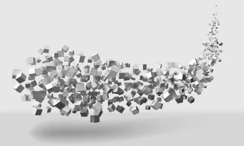 Big stroke motion formed by random sized cubes Stock Illustration