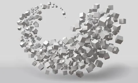 Big stroke motion formed by random sized cubes Stock Illustration